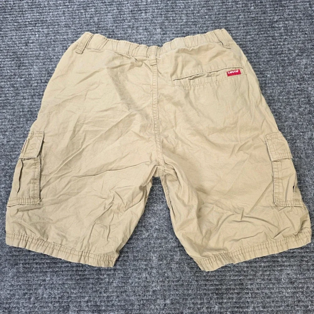Levis Cargo Shorts Boy's Size 14 Regular Khaki Tan Cotton‎ Zip Elastic Waist